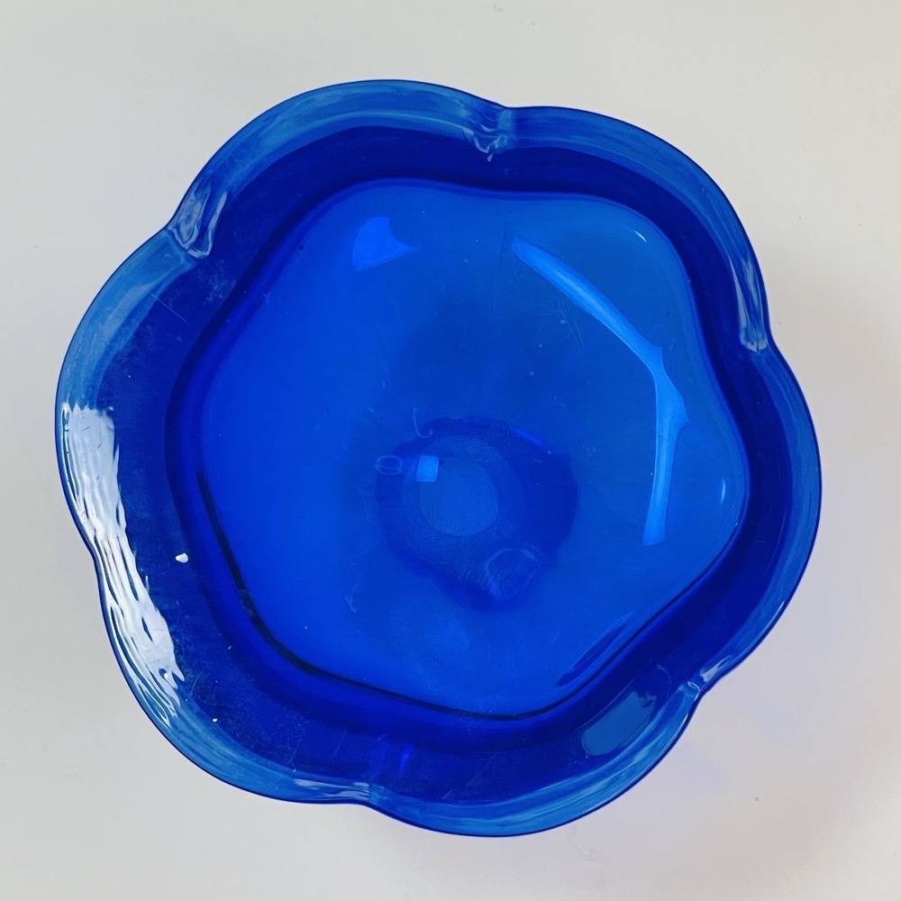 Collezione Glass Line Italy Crystal Cobalt Blue Scallop Perfume Bottle & Stopper - Picture 6 of 9